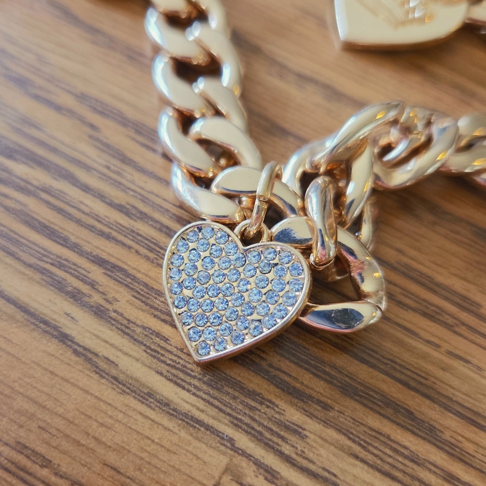 JUICY COUTURE Gold Chunky Link And Crystal Charm Belt BOLD ACCESSORIES! - Picture 5 of 13